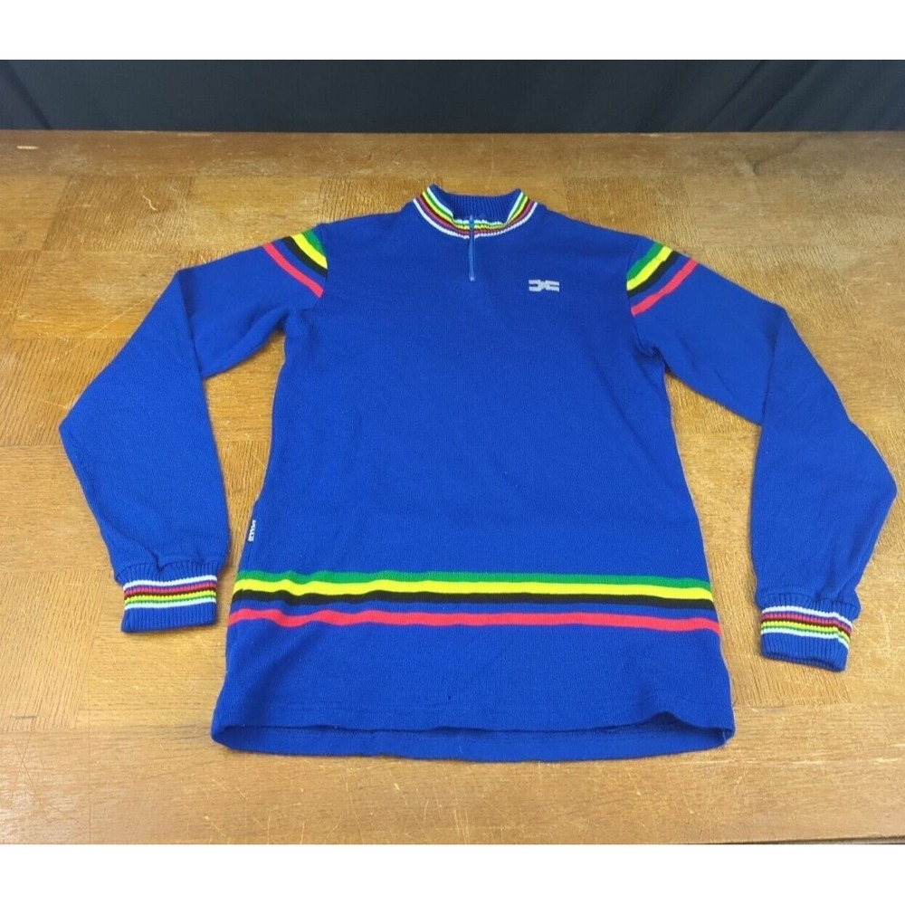 Vtg 1980's Original DECCA UCI STRIPES Long Sleeve Cycling Jersey‎ Sz M